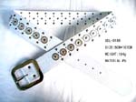 China exporting agent supplies fashion accessories. White belt with circular studs and large buckle.