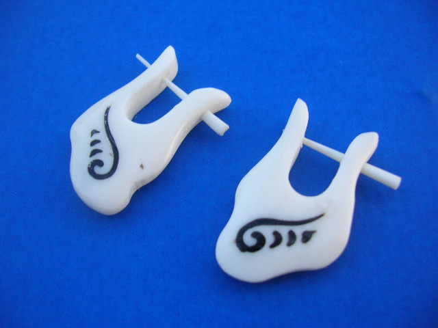Jewelry product retail wholesale - Unique design on organic bone earrings in exotic shape