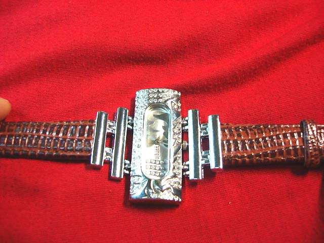 Unique urban fashion watch in silver with cz gem rectangle frame and 2 solid silver tiers collection supplier