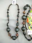 Handmade indonesian art accessories online, wholesale Ornamental wooden and trendy stone beaded necklace 