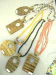 Hot spring fashion jewelry catalog shopping company, Indonesia artisan crafted wooden pendant on twisted bead necklace