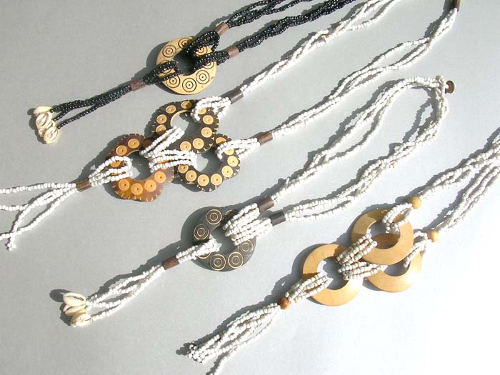 Jewellery manufacturing company distributes bali Tropical beaded necklace with hollowed out circle designed charms 