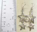 Fashion cut-out star earring holding clear cz stone in middle of each star and few mini clear cz embedded on sides, fish hook back