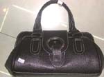 Solid black leather women's purse handbags