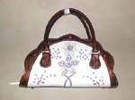 Half sunflower shape women's purse with embroidery white flower design