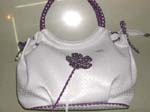White women's leather handbags with summer flower design