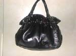 Mini black leather party drawstrings purse