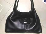 Puffy leather black color women's handbag