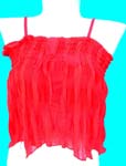 Online quality clothing manufacturing supplier imports Womens summer top in red crinkle fabric with spaghetti straps from China