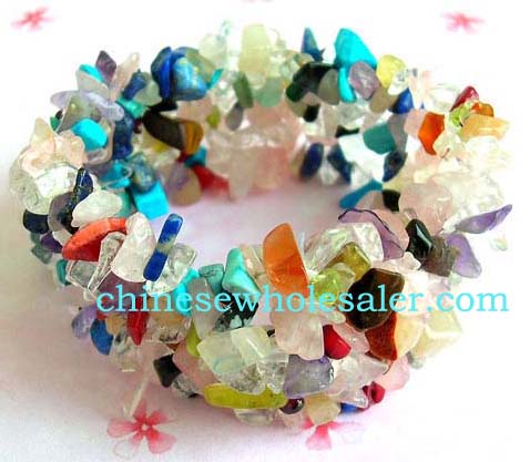 Jewelry manufacturer supplies wholesale import gemstone bracelet. Fashion wide stretchy bracelet with multiple colored crystal chips inlaid, one size fits al      .    
              
        