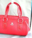 Wholesale purses and products supplied by online import agent. Imitation leather red double handle hand bag with inner zipper, inside cell phone pocket and inside zipper pocket