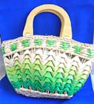 New designed wholesale summer handbag sold wholesale. Multi green straw hand bag with double wooden handle,zipper closure and inner pocket design