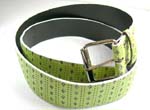China belt manufacturing company distributing internationally. Light green color belt with silver diamond shape and mini dotted pattern inlaid