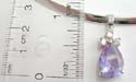 Fashion cuff necklace with purple cz pendant motif wrist-watch88er-drop and triple mini clear cz inlaid on top