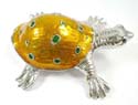 Enamel jewelry box motif turtle figure and turtle shell can be opened, enamel in gold color