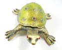 Enamel jewelry box motif bronze turtle figure and turtle shell can be opened, enamel in green color, magnetic lock design