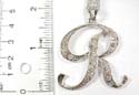 Fashion double connected chain necklace with letter R pendant and multi face design clear cz inlaid