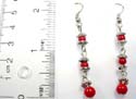 Bali fashion fish hook earring with silver plate beads and triple red beads design