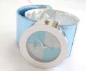 Slap bracelet fashion twisted color bangle wrist-watch circular clock face with blue and silver design