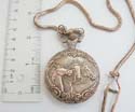 Bronze color fashion pocket watch graved in a horse eating grasses on cover and white clock face design