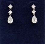 Jewelry wholesale earring store supply cz  gems. Water drop cz stone earings hanging from two cz chrystals