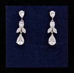Earring wholesale product line supplied by online import dealer. Angel figure made from clear cz stone hanging from cz chrystal stud