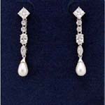 Wedding gift store distributes import wholesale fashions. Imitation pearl dangling from a chain of simulated diamonds.