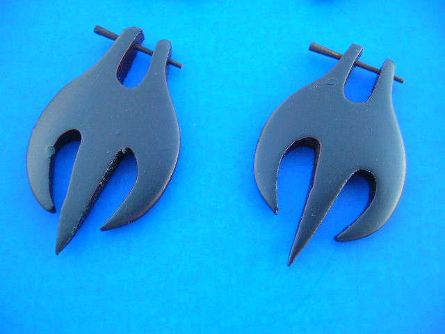 International jewelry exchange - Exotic, dark organic wood earrings in unique tribal design