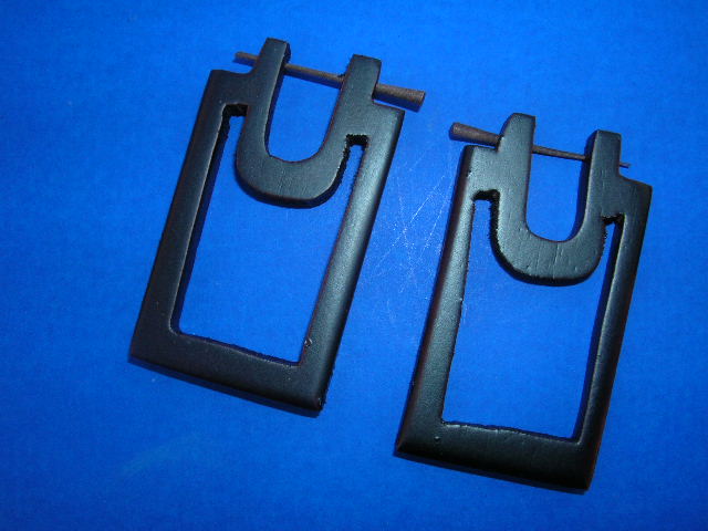 Rectangular fashion earring with loop at top, handmade from natural wood  - gift jewelry boutique supplier