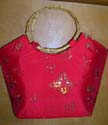 Chinese silk fashion handbag with millefiori smoky floral design