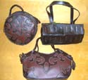 Assorted deep brown PVC strong leather handle purse