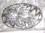 Silver flower belt buckle with clear cz embedded