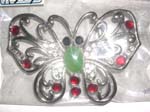 Red cz and green jade butterfly belt buckle