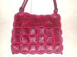 Square red leather chips lady's handbag