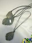 International bali bali accessory wholesaler, Artist designed fan motif sea shell pendant with black string necklace