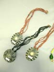 Summer fashion accessories, Tribal art design on beach sand dollar pendant held by multi bead string necklace  wholesale shopping