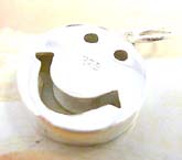 Happy face with cut-out eye hole and mouth design sterling silver pendant