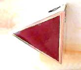 Triangular red stone inlay sterling silver pendant
