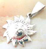 Sun face design sterling silver pendant