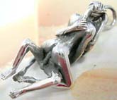 Loving couple in sex sterling silver pendant