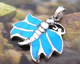 925. sterling silver pendant with 6 mini turquoise stone inlaid butterfly  