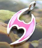 Tattoo figure design 925. sterling silver pendant with pinkish seashell inlaid 