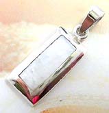 Sterling silver pendant holding a rectangular white mother of pearl seashell 