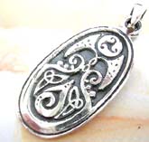 Oval shape  sterling silver pendant with multi Celtic mystic sign descor in middle
