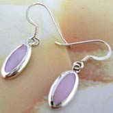 Sterling silver French hook style earring with oval pinky mother of seashell inlaid
