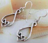 Sterling silver celtic French hook style earring with tear-drop and heart pattern 