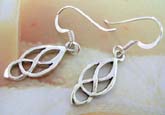 Olive shape celtic sterling silver earring with butterfly knot pattern