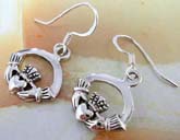 Sterling silver claddaugh earring with fish hook design