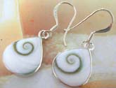 Shiva's eye sterling silver earring with round shape, fish hook to fit 