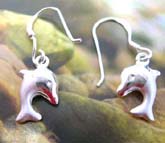 Gift jewelry wholesale sterling silver earring with half white and half silver color dolphin , fish hook back